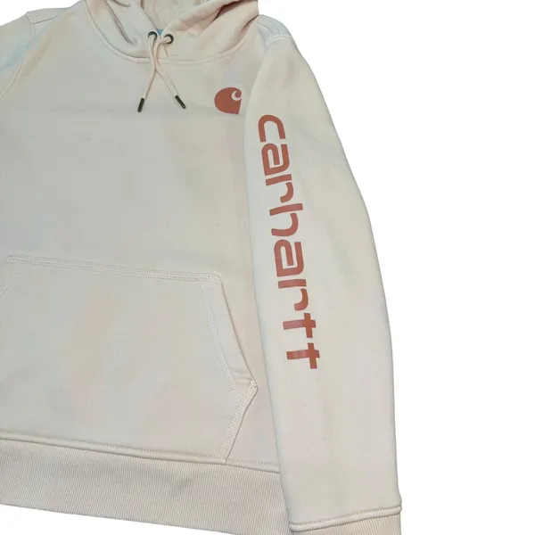 Carhartt Relaxed‎ Fit Hoodie Womens Large Peach Sweatshirt Logo Sleeve - Image 4