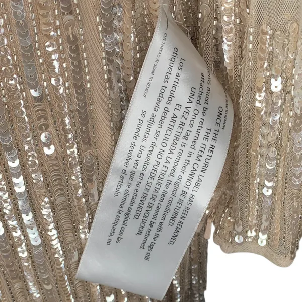 Mac Duggal Rose Gold Sequin Beaded Illusion Trumpet Gown Size 8 NWT FLAWED - Image 13
