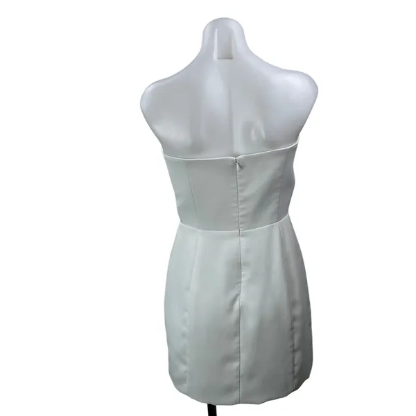 Amanda Uprichard White Floral 3D Strapless Bandeau Sheath Mini Dress Size S - Image 3