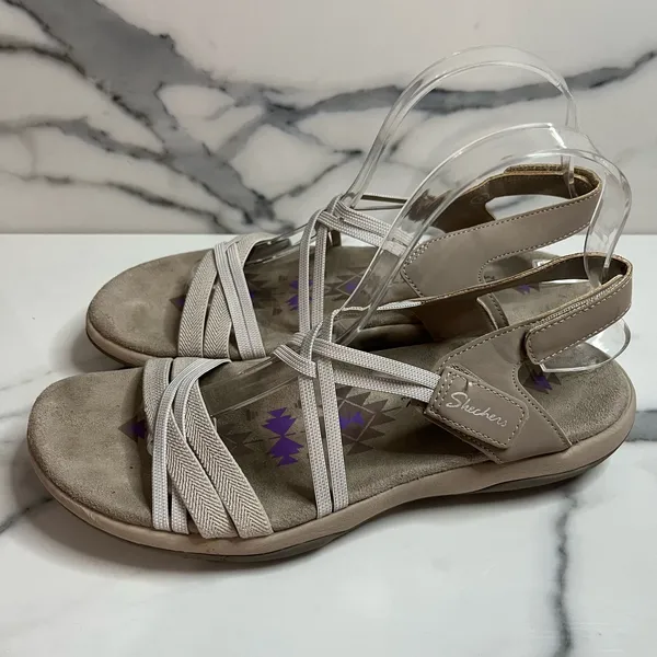Skechers Women's Taupe Reggae Comfort Takes Two Sandals Sz 9 Outdoors Hiking - Image 4