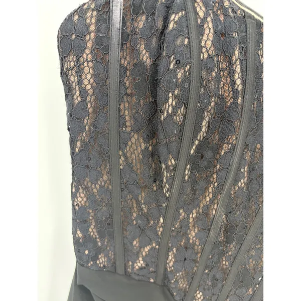 Betsy & Adam Gown Womens 2 Black Lace Corset‎ Sequin Ruched Formal Evening Dress - Image 7