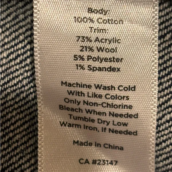 Talbots Vintage Dark Wash Denim Moto Jacket Ribbed Knit Collar Size 16W - Image 4