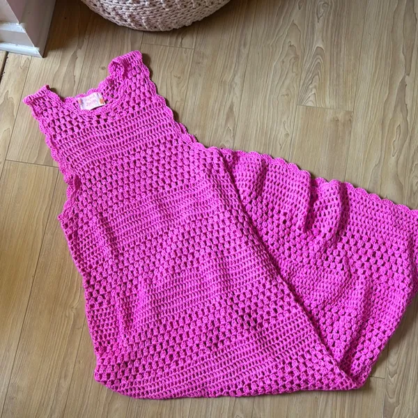 Show Me Your Mumu X Barbie Pink Crochet Dress - Image 2