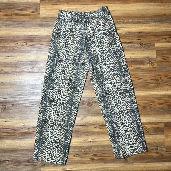 Y2K Leopard Print Straight Leg Jeans Streetwear Grunge Indie Sleaze Size M 30 - Image 4