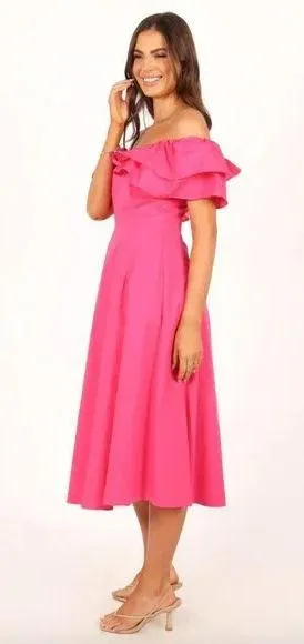 Petal & Pup Cabo Magenta Frill Sleeve Midi Dress M - Image 7
