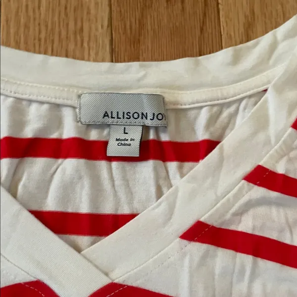 Allison Joy Long Sleeve Tee Womens Large Red White Christmas French Girl Basic - Image 2