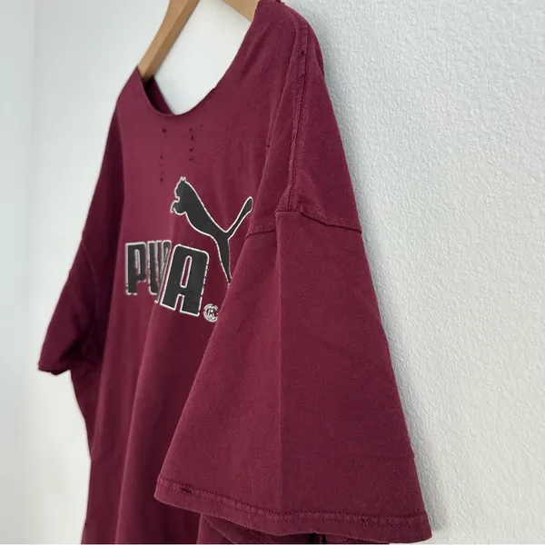 Burgundy Puma Off the Shoulder T-shirt - Image 5
