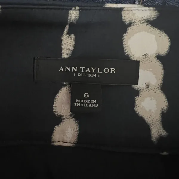 Ann Taylor Skirt Women 6 Navy Cream Abstract Print A-Line Pockets Career Work - Image 6