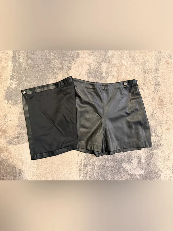 Jason Wu Black Faux Leather Mini Skort - Image 2
