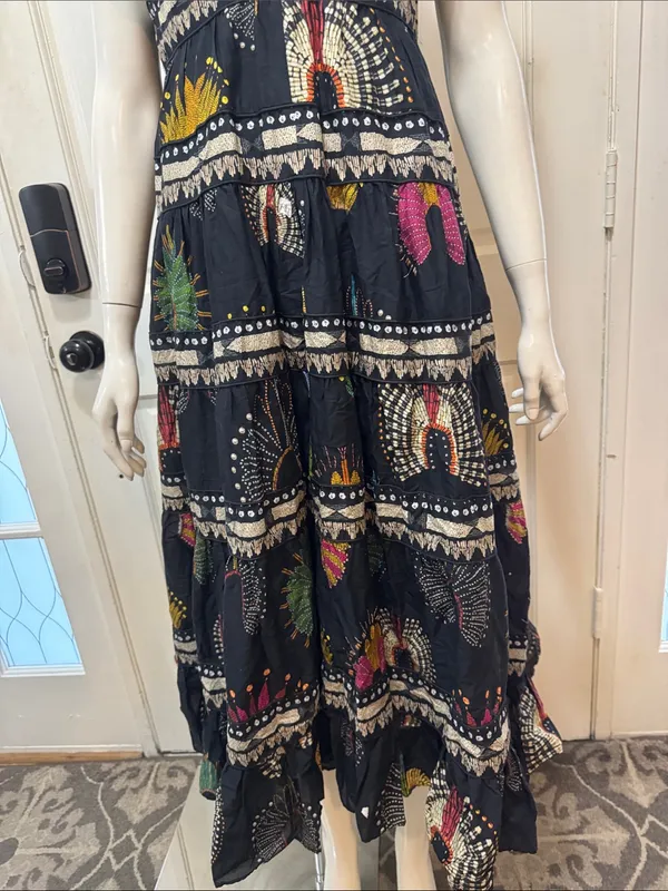 Farm Rio Tiered printed cotton-voile midi dress In Black Size Medium - Image 5