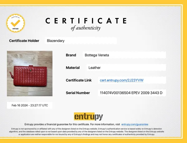 Bottega Veneta Red Wallet With COA - Image 8