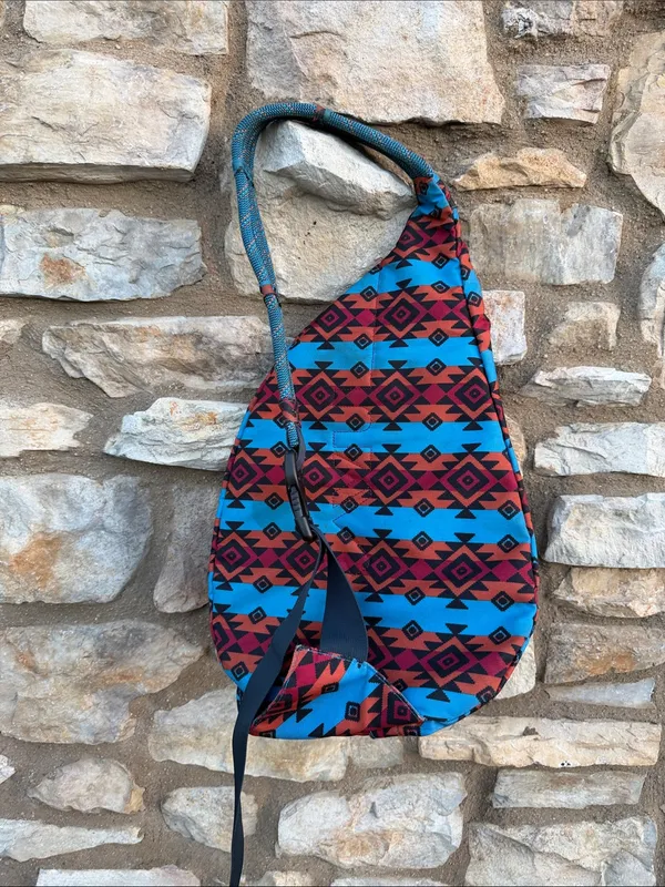 Kavu Sling Bag in Red & Blue Aztec Print - Image 8