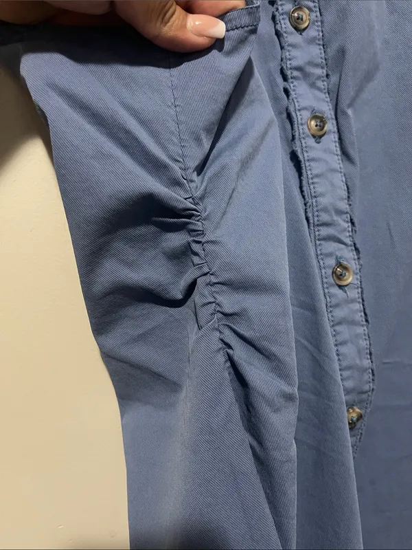 Pilcro Anthropologie Sleeveless Button Front Midi Blue Collared Shirt Dress 12 - Image 4