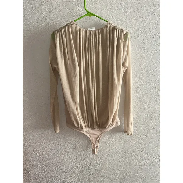 Abercrombie & Fitch Metallic Bodysuit Dramatic Plunging Surplice Neckline M - Image 5