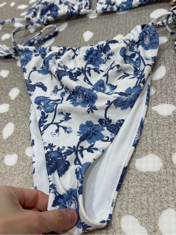 Abercrombie Bikini Set floral triangle tie top cheeky bottoms sides adjustable - Image 6