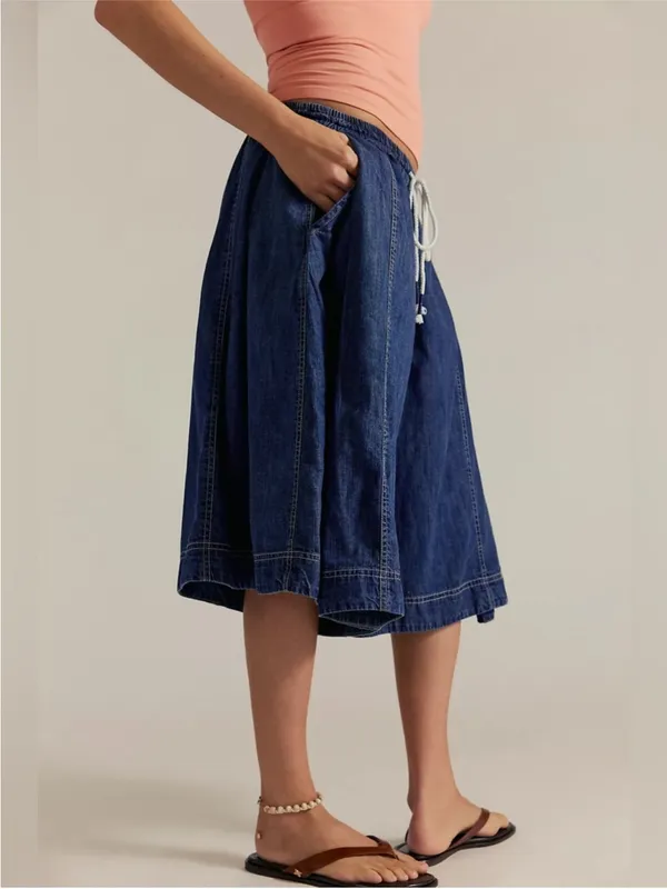 Free People We The Free Distant Lover Culotte Jeans Shorts in Long Distance NWT - Image 2