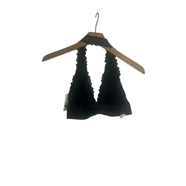 ✨PINK Victoria's Secret Black Unlined Date Floral Lace Halter Sz S Bralette✨ - Image 4