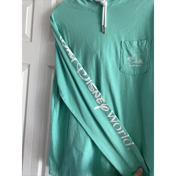 Disney Parks Walt Disney World Mickey Mouse Hoodie Womens L Mint Green Cotton - Image 4