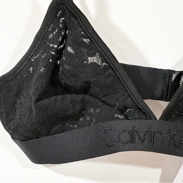 Calvin Klein Black Unlined Lace Triangle Bra‎ Size Medium NEW - Image 3
