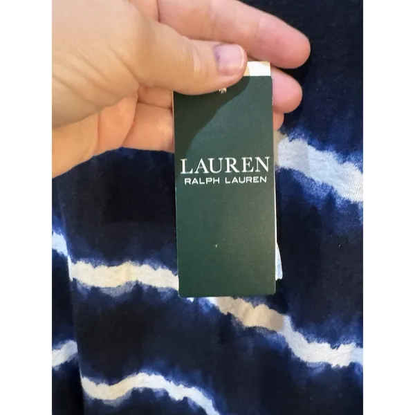 Lauren Ralph Lauren Sundress Sleeveless Striped Blue‎ White Linen Size Small - Image 7