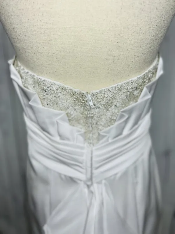 Davids Bridal Wedding Dress Sz 4 Beaded Bustline A-Frame Full Skirt White - Image 11