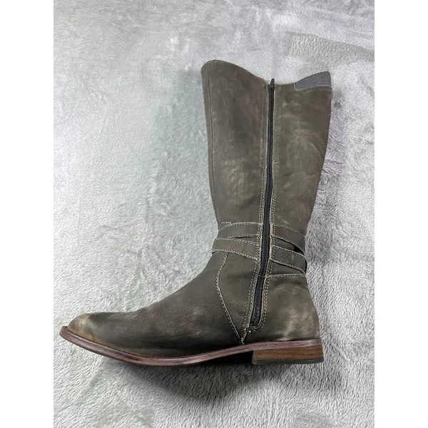 Lucky Brand Distressed Women's 10W Leather Ostrand Riding Boots Gray Mid Calf - Image 4