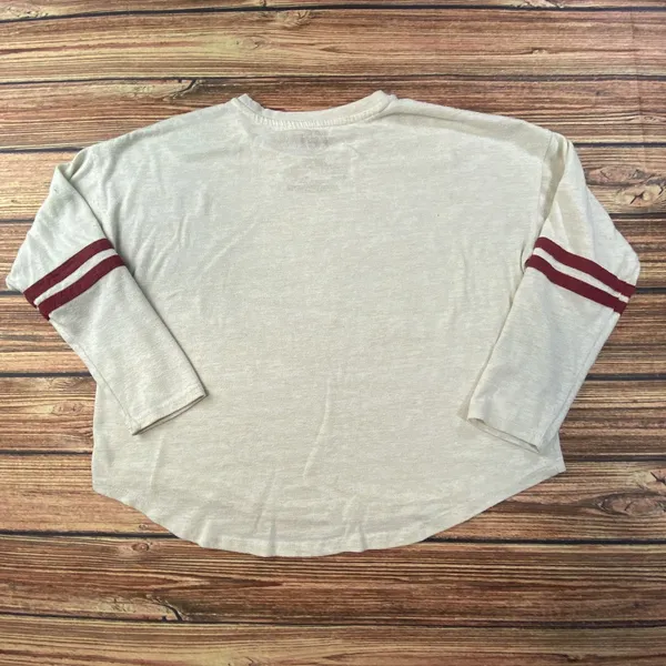 Smokey The Bear Logo Long Sleeve Pullover Shirt Women's M Cream - Image 4