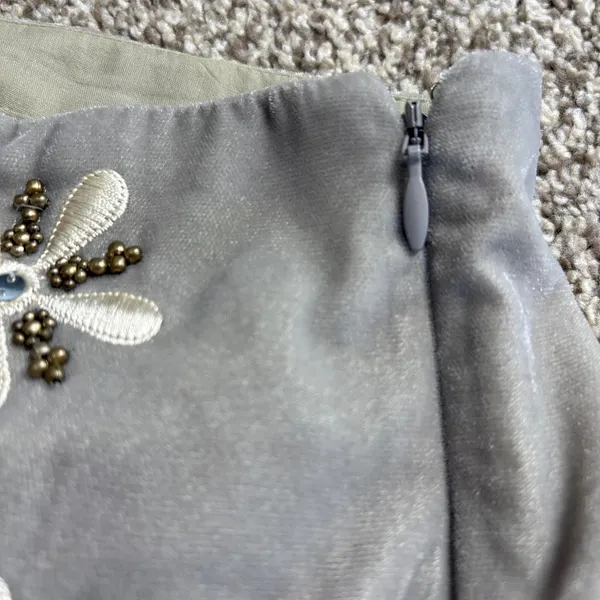 Free People Women Bright Lights Velvet Beaded Mini‎ Skirt 12 Boho Festival Lined - Image 9