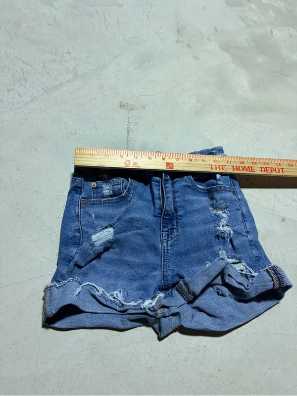 American Eagle Outfitters curvy hi-rise shortie Distressed Blue Denim Short 00 - Image 4