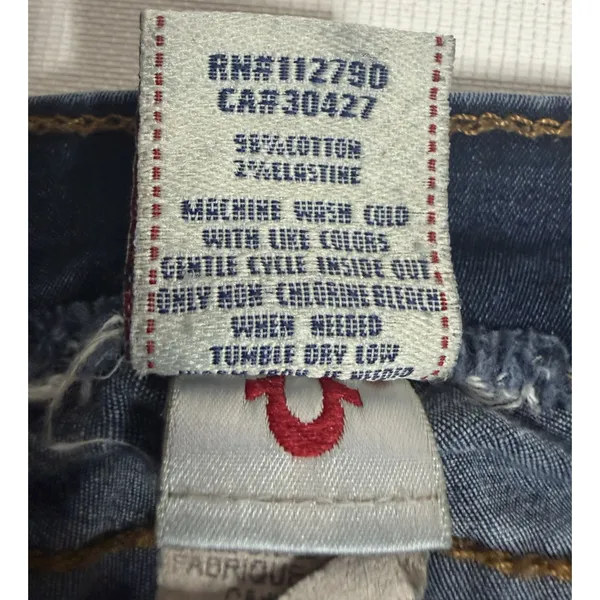 True Religion Y2K Women Dark Wash Skinny Jeans Low Rise Horseshoe Logo Size 30 - Image 9