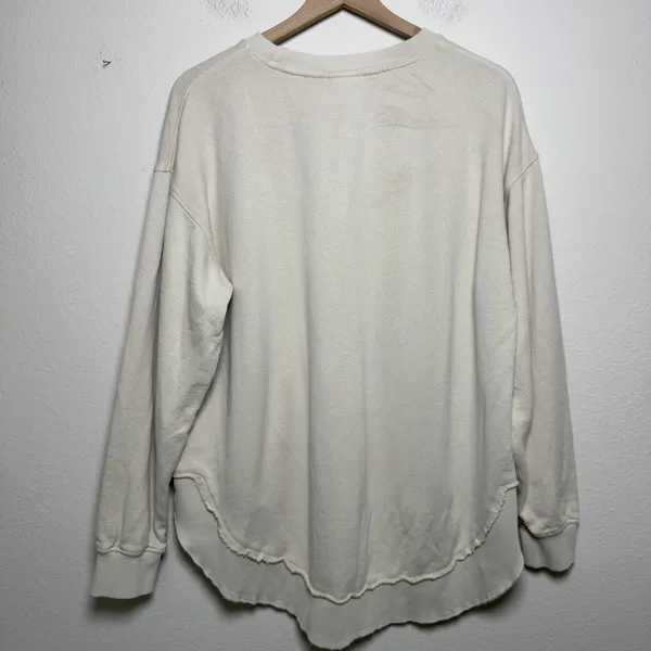 Ivy + Cloth‎ Womens 100% Cotton Sweatshirt L Cream Bend & Snap Football Graphic - Image 9