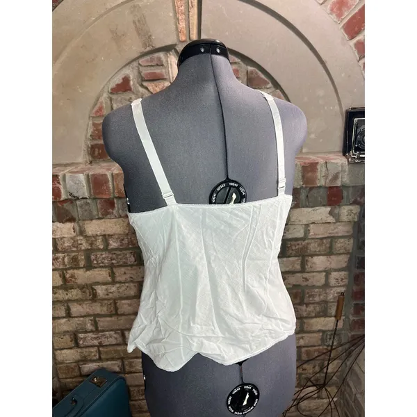 camisole slip white cotton sheer lace at bust - Image 7