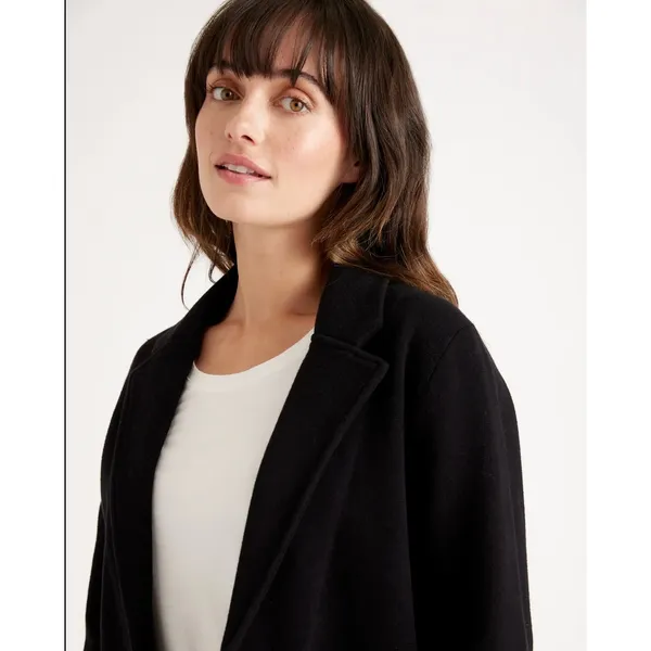 Quince 100% Organic Cotton Black Soft Relaxed Open Front Knit Blazer Medium - Image 4