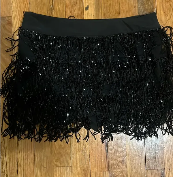 Black sequin fringe Skirt Shein - Image 3