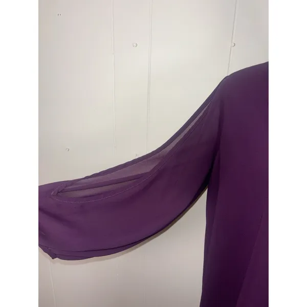 lulus long sleeve knee length dress sheer sleves xl Chiffon Deep Purple - Image 3