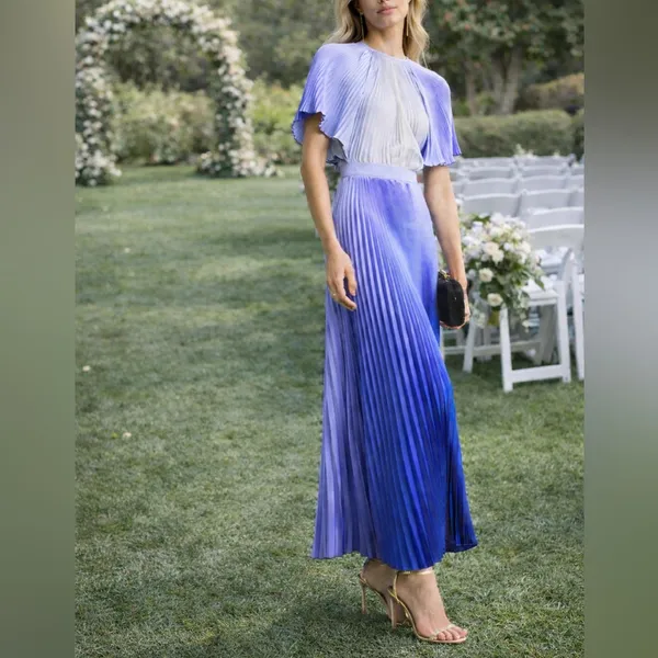 L'IDÉE Orchestra pleated gown in a blue and purple‎ lidee ombre 2 - Image 3