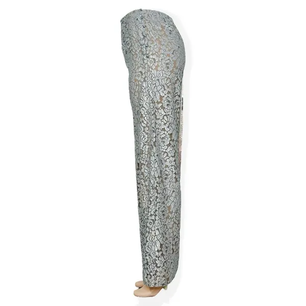 HOUSE OF CB Mara Metallic Floral Lace Pants, Silver, Medium - Image 6