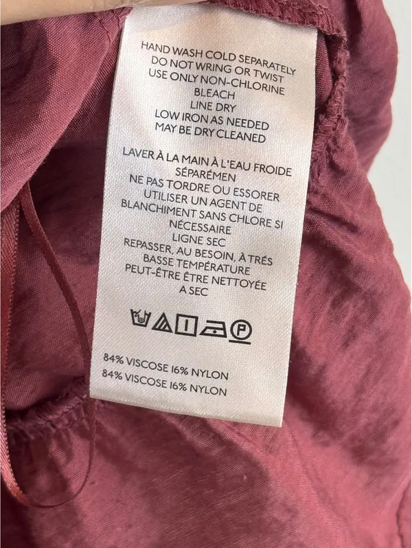 Maeve Anthropologie Smocked Ruffle Hem Swing Tank Top Burgundy Mauve Size M - Image 6