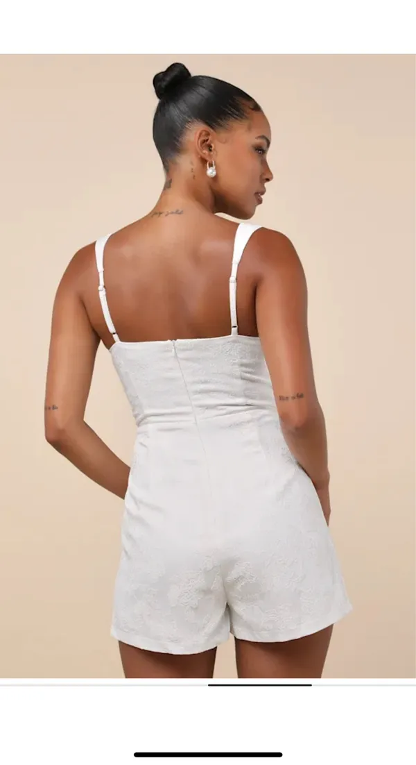 Lulus white jacquard romper  - Image 3