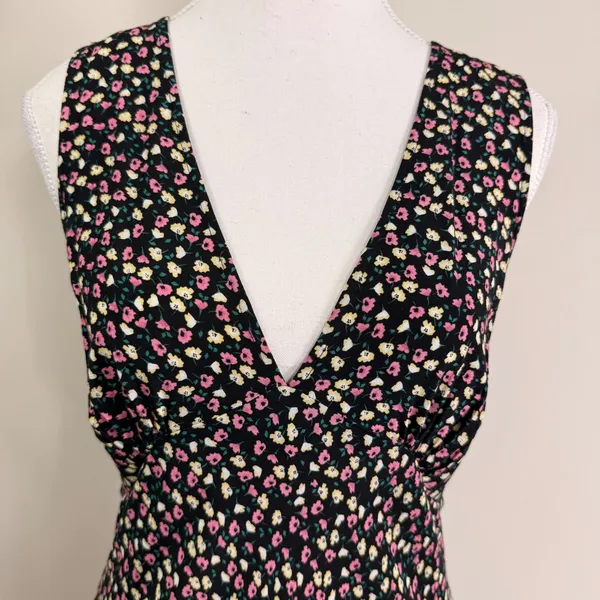 Rails Womens Black Ditsy Floral V-Neck Sleeveless Maxi Slip Dress Size Medium - Image 4