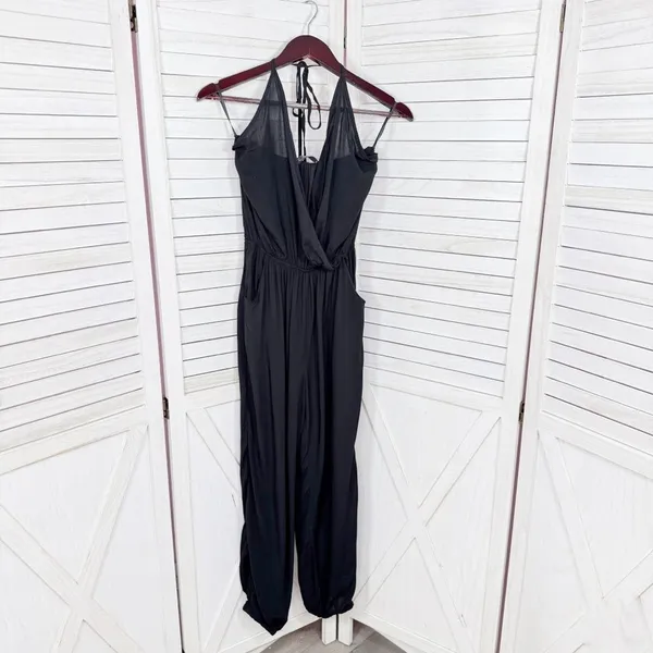 SHEIN Surplice Halter Top‎ Jogger Leg Jumpsuit Black Small - Image 11