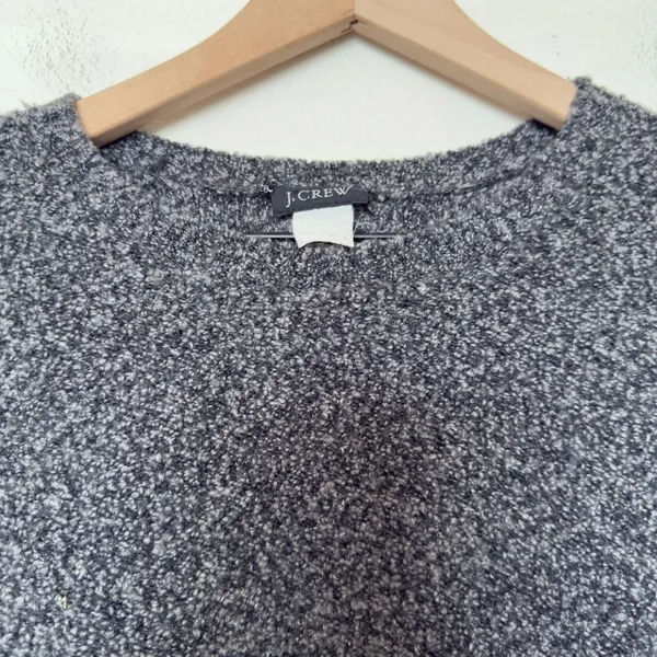 J. Crew Women Chunky Sweater‎ Large Gray Grunge Crewneck Granola Girl Cozy - Image 2