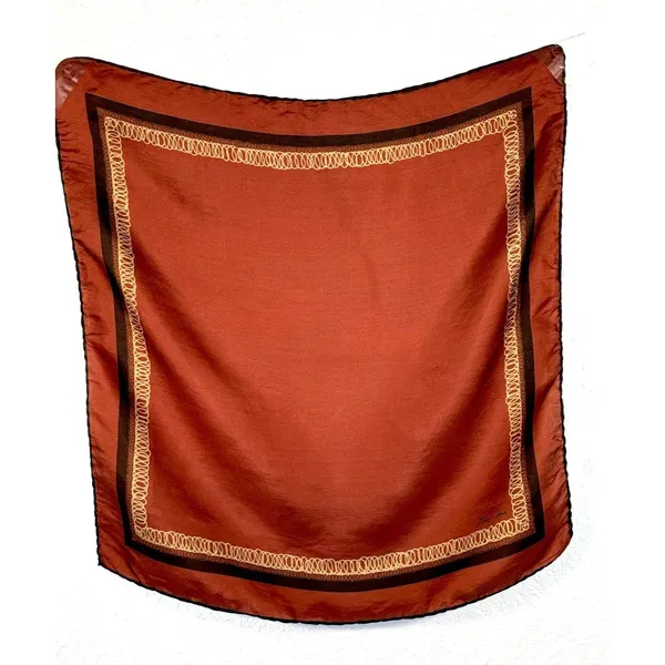 Vintage Tino Cosma 100% Silk Scarf 18” Square Rust Brown Chain Print Hand Rolled - Image 2