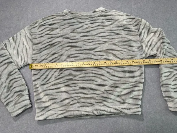 Hippie Rose Sweatshirt Size M Gray Zebra Print Fuzzy Fleece - Image 5