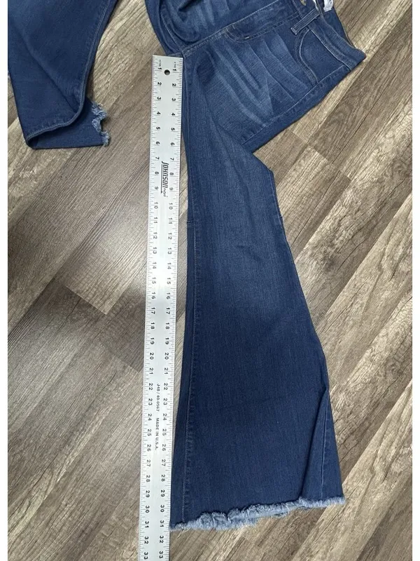 Judy Blue Super Flare Jeans Women’s 1/25 Blue Raw Hem High Rise Boho Retro - Image 7