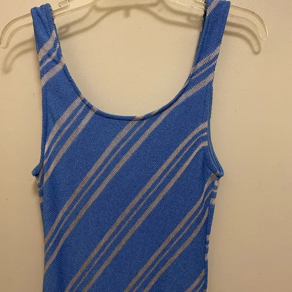 Lush Nectar Women’s Blue & White Tank Sweater Knit Dress L Large Bust 38” NWT - Image 3