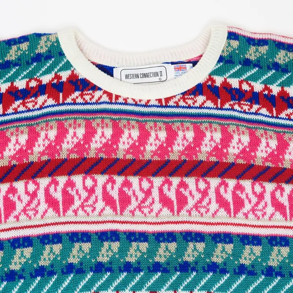 Vintage 90s Western Connection II Fair Isle Bubble Hem Short Sleeve Sweater - Image 5