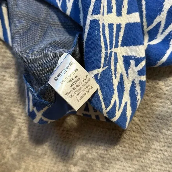 Tyler Boe Blue White Abstract Print Sleeveless Sheath Dress Size Medium #1600 - Image 7