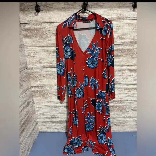 Zara Floral button‎ down midi dress size S - Image 4