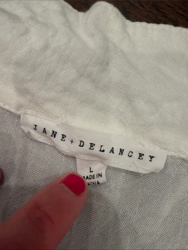 Jane and Delancey White Button-Front Women's Blouse Size Large - C73-008 - Image 2